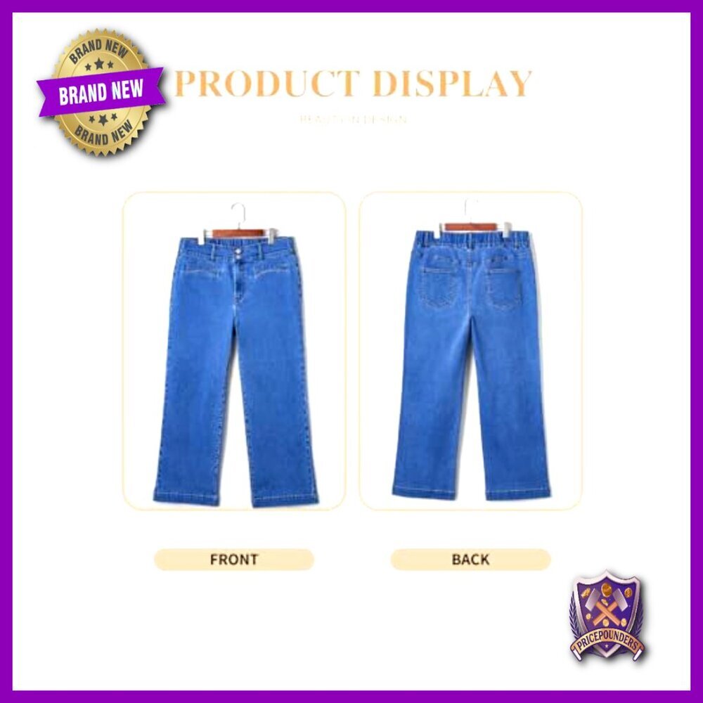 Plus Size Wide Leg Jeans High Waisted Stretchy Straight Leg Denim Pants - Picture 4 of 7
